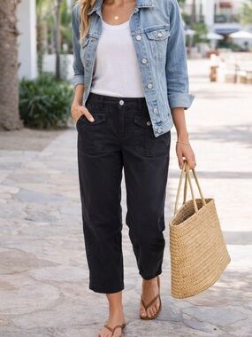 Lauren Ralph Lauren Black Cargo Pants | Utility Cropped Casual 10